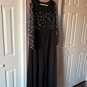 SHEIN Black Long Sleeve Dress with White Polka Dots